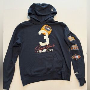 NWOT New Era Denver Broncos 3 Time Super Bowl Champs Hoddie, Size Large